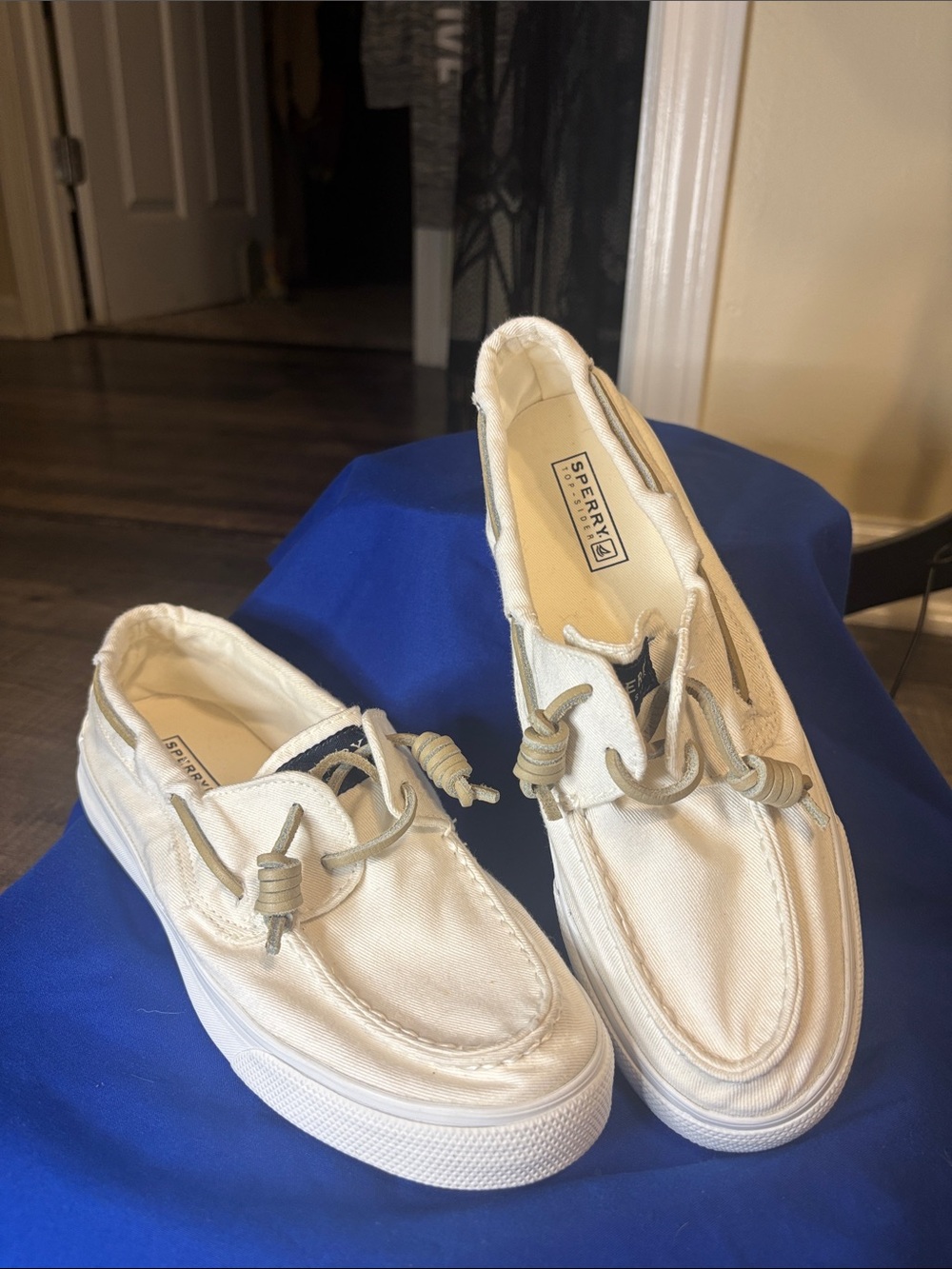 Sperry Off White Canvas Boat-Style Slip-On Sneakers